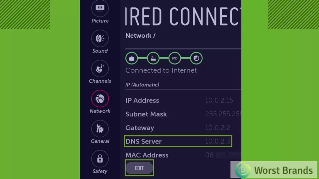 Change the DNS Settings to Default in your LG TV